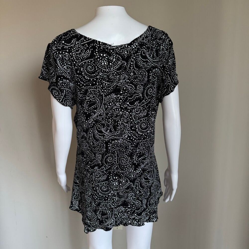 Vintage Plus Size Whimsigoth Fairy Sparkly Top With Ruching Asymmetrical Hem - Picture 7 of 8